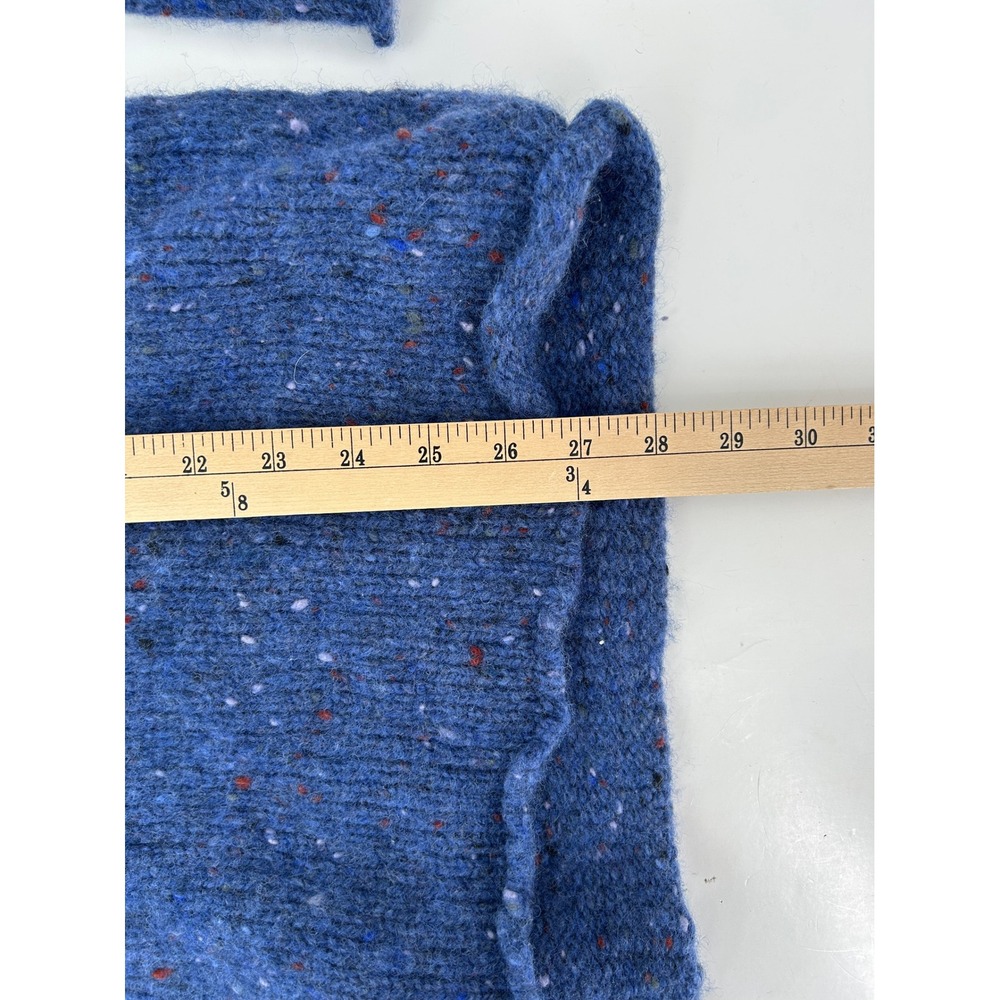 Aran Roll Neck Sweater Irish Wool Pullover Fisherman Mens M Blue - Picture 6 of 6